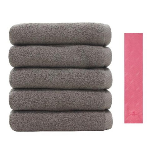 송월타월 노블레스 타월 150g 5p 갈색 + 아날도바시니 블록패턴 스포츠 타올, 분홍, 1세트