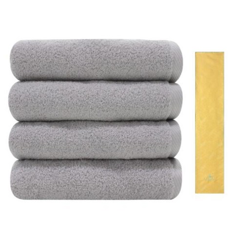 송월타월 노블레스 타월 150g 4p 연회색 + 아날도바시니 블록패턴 스포츠 타올, 노랑, 1세트