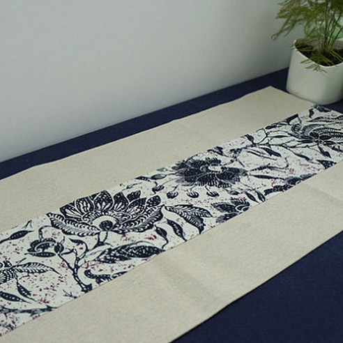 아리코 25 kitchen 동양 린넨 테이블 러너, F(꽃 날림), 30 x 210 cm