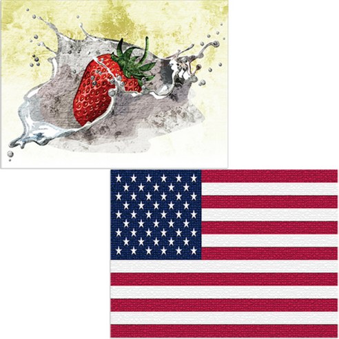 벨라 실리콘 식탁매트 미국국기 + 딸기, 혼합 색상, 385 x 285 mm