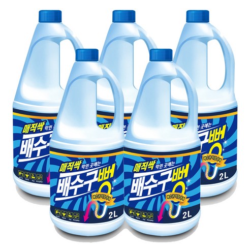 아토세이프 매직싹 배수구뻥 배수구 세정제, 2L, 5개입