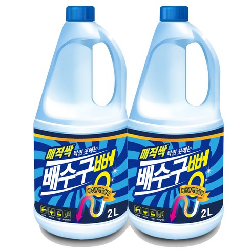 아토세이프 매직싹 배수구뻥 배수구 세정제, 2L, 2개입