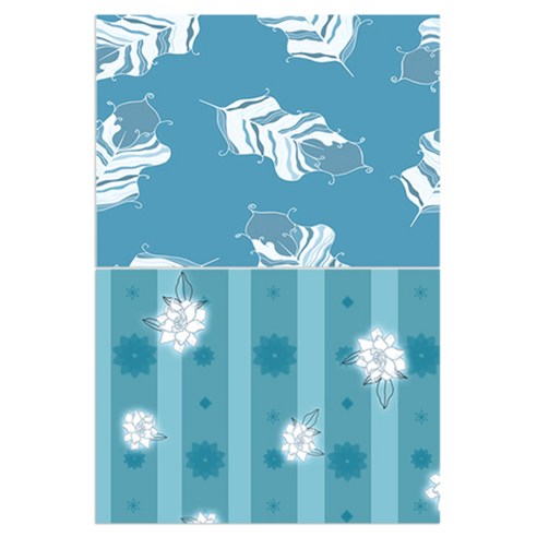 로엠디자인 실리콘 식탁매트 깃털 민트 + 흰장미, 혼합 색상, 385 x 285 mm