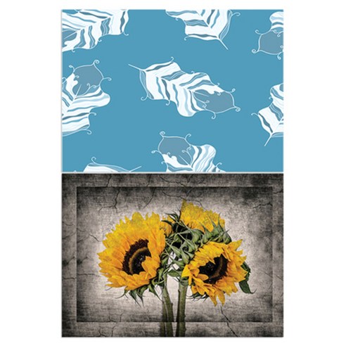 로엠디자인 실리콘 식탁매트 깃털 민트 + 해바라기, 2, 385 x 285 mm