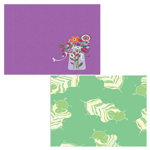 벨라 실리콘 식탁매트 깃털 연두 + 유리꽃병, 혼합 색상, 385 x 285 mm, 두께 1mm