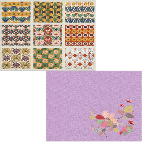 벨라 실리콘 식탁매트 꽃가지2 + 카펫트, 1, 385 x 285 mm, 두께 1 mm