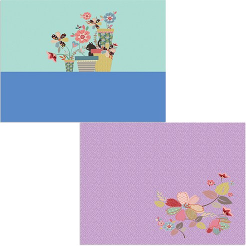 벨라 실리콘 식탁매트 꽃가지2 + 꽃속고양이, 1, 385 x 285 mm, 두께 1 mm