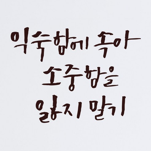 1AM 캘리그라피 인테리어 포인트 스티커 익숙함에 속아, 진갈