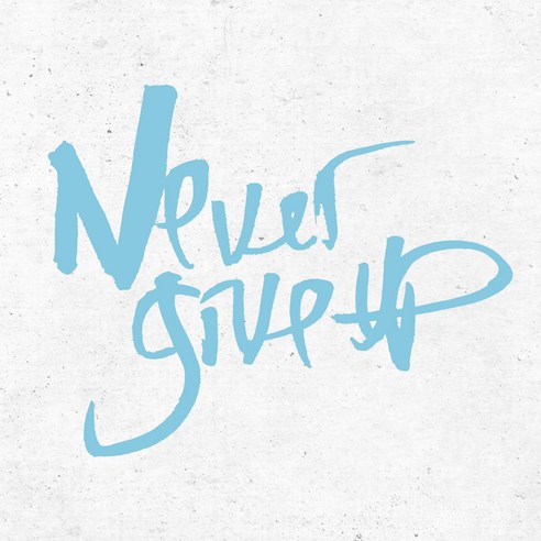 1AM 캘리그라피 인테리어 포인트 스티커 Never give up, 하늘