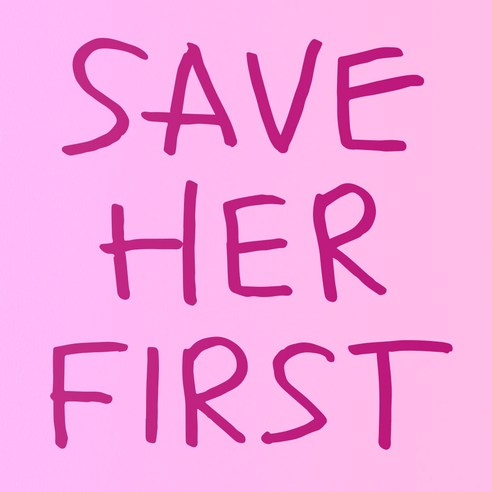 1AM 캘리그라피 인테리어 포인트 스티커 SAVE HER FIRST, 분홍