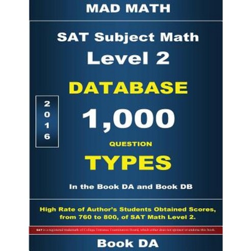 SAT Math Level 2 Database Book Da Paperback, Createspace Independent Publishing Platform