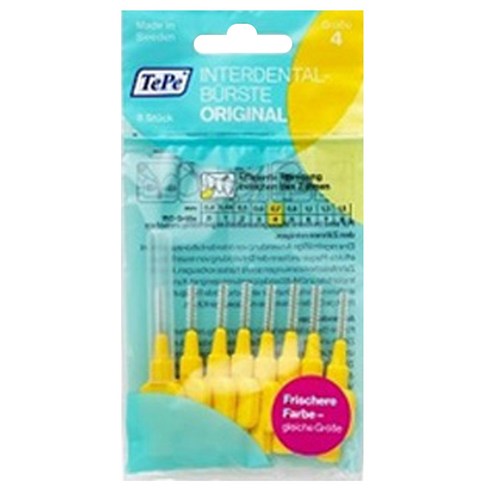 테페 i자형 치간칫솔 인터덴탈 브러쉬 오리지널 0.7mm 노랑, 8개입, 1개