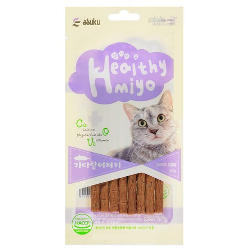 아스크 헬시묘 고양이 간식 져키 20g, 가다랑어, 20개