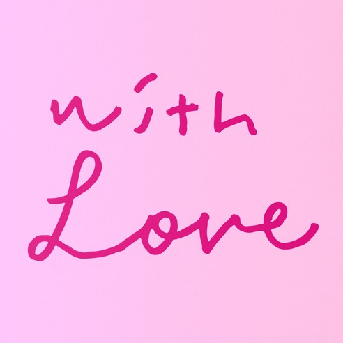 1AM 캘리그라피 인테리어 포인트 스티커 S2 with Love, 분홍
