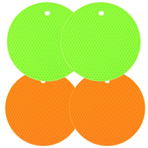 아리코 25kitchen 다기능 실리콘 절연패드 코스터 S 오렌지 2p + 그린 2p, 혼합 색상, 1세트