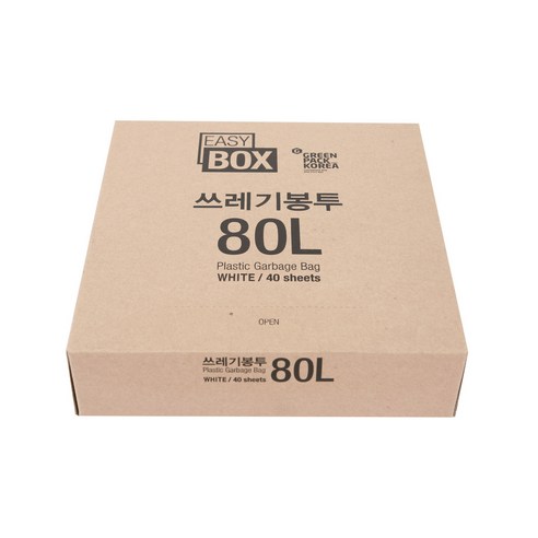 그린팩코리아 이지박스 쓰레기봉투 백색, 80L, 40개입