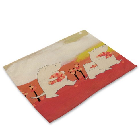 아울리빙 화이트 동물친구들 식탁매트, J, 42 x 32 cm