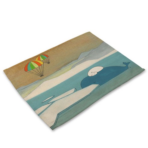 아울리빙 화이트 동물친구들 식탁매트, H, 42 x 32 cm