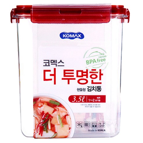 코멕스 더 투명한 정사각 핸들형 김치통, 3.5L, 1개