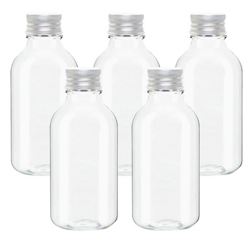 병도매닷컴 ARB200 투명 음료용기 알루미늄 실버캡, 200ml, 5개입
