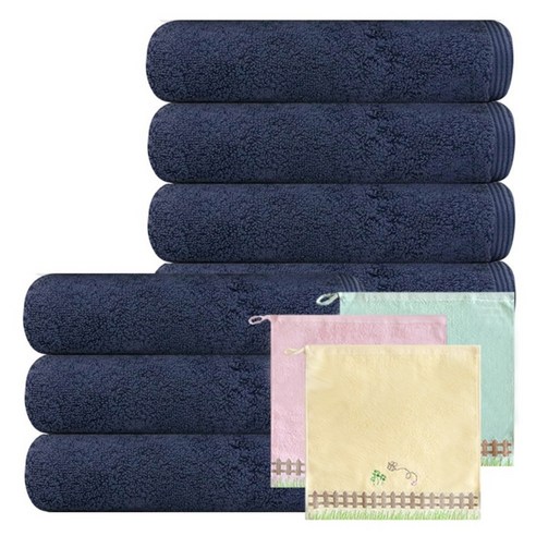 송월타월 헤비무지 190g x 7p + 포모스 허니펜스 핸드타올 고리 랜덤 발송 3p, 청색, 1세트