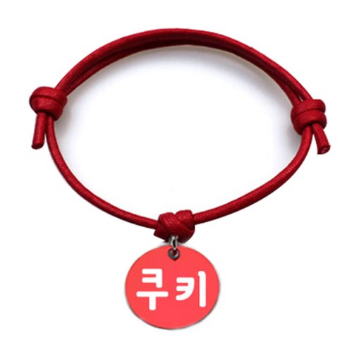 펫츠룩 굿모닝 레드 반려동물 목걸이 S + 알미늄원형 팬던트 M, 레드(쿠키), 1개