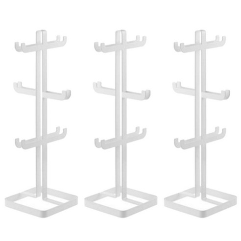 블럭마트 타워형 고급 컵걸이 겸 와인잔걸이, 화이트, 3개