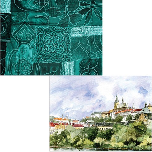 벨라 실리콘 식탁매트 도시풍경1 세트, 도시풍경1, 초록문양, 385 x 285 mm