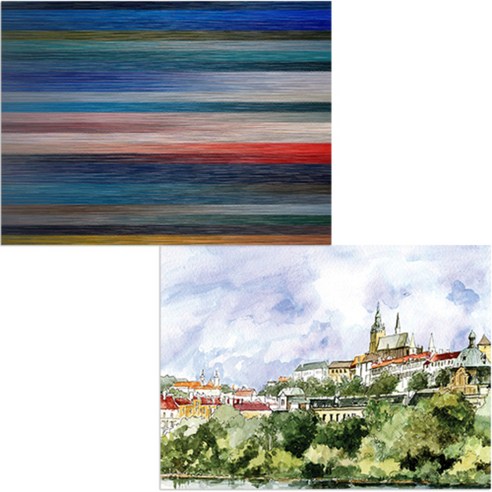 벨라 실리콘 식탁매트 도시풍경1 세트, 도시풍경1, 파스텔, 385 x 285 mm