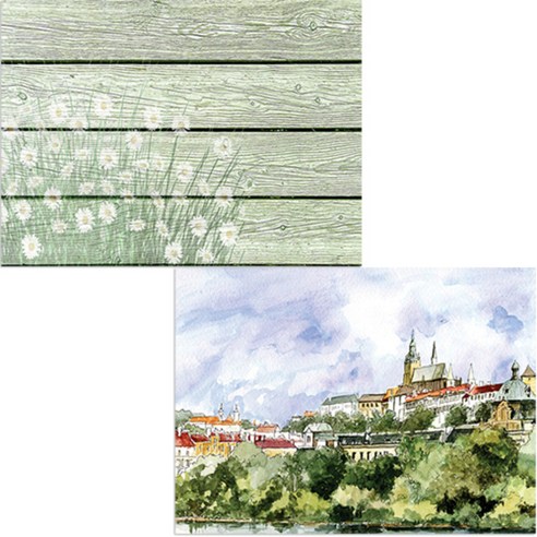 벨라 실리콘 식탁매트 도시풍경1 세트, 도시풍경1, 플라워빈티지, 385 x 285 mm