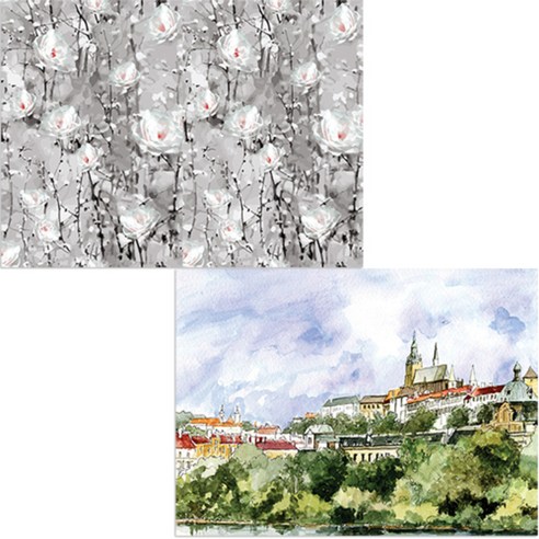 벨라 실리콘 식탁매트 도시풍경1 세트, 도시풍경1, 양귀비, 385 x 285 mm