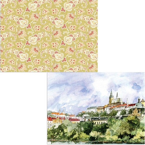 벨라 실리콘 식탁매트 도시풍경1 세트, 도시풍경1, 플라워패턴, 385 x 285 mm