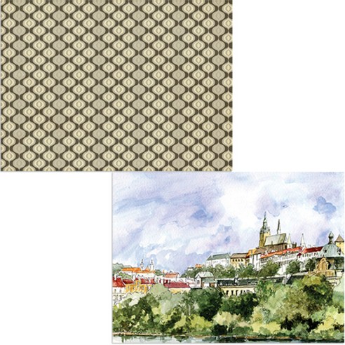 벨라 실리콘 식탁매트 도시풍경1 세트, 도시풍경1, 양파속패턴, 385 x 285 mm