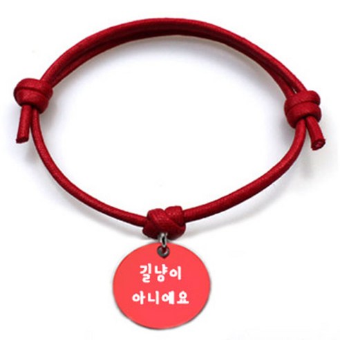 펫츠룩 반려동물 굿모닝 레드 목걸이 S + 알미늄 원형 팬던트 S, 레드(길냥이 아니에요), 1개