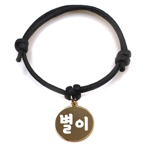 펫츠룩 굿모닝 블랙 반려동물 목걸이 S + 메탈 원형 팬던트 S, 골드(별이), 1개