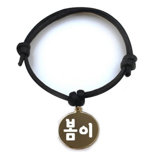 펫츠룩 굿모닝 블랙 반려동물 목걸이 S + 메탈원형 팬턴트 M, 골드(봄이), 1개