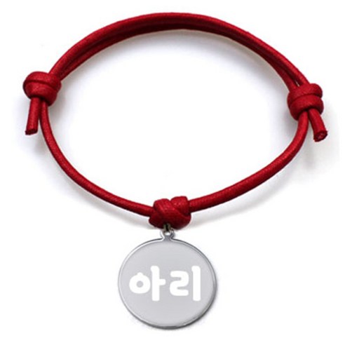 펫츠룩 굿모닝 레드 반려동물 목걸이 M + 메탈원형 팬던트 M, 실버(아리), 1개
