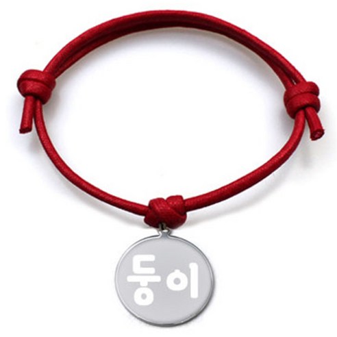 펫츠룩 굿모닝 레드 반려견 목걸이 M + 메탈원형 팬던트 S, 실버(둥이), 1개