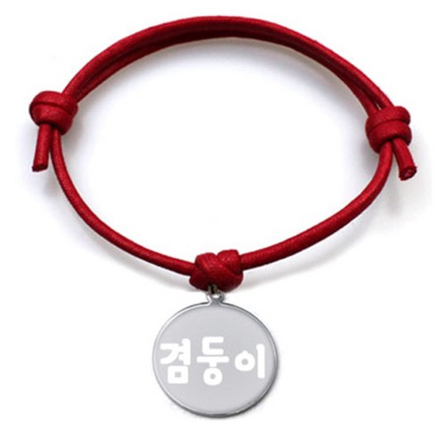 펫츠룩 굿모닝 레드 반려동물 목걸이 M + 메탈원형 팬던트 M, 실버(겸둥이), 1개