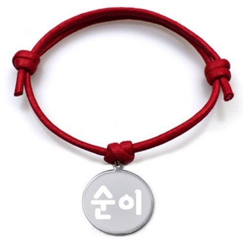 펫츠룩 굿모닝 레드 반려견 목걸이 M + 메탈원형 팬던트 S, 실버(순이), 1개