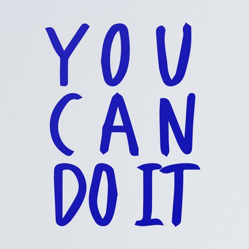 1AM 캘리그라피 인테리어 포인트 스티커 YOU CAN DO IT, 파랑