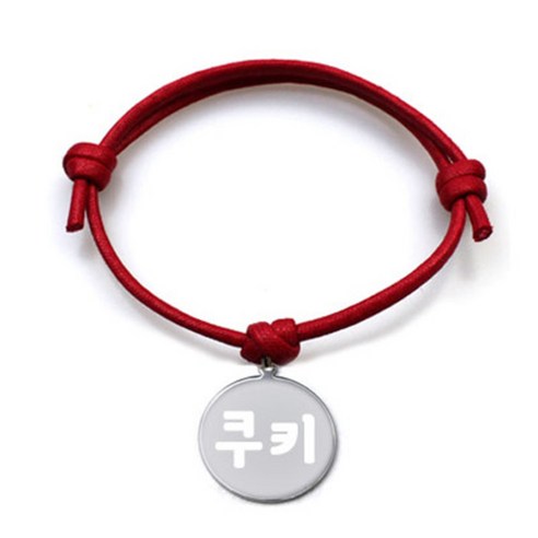 펫츠룩 굿모닝 레드 반려동물 목걸이 S + 메탈원형 팬던트 M, 실버(쿠키), 1개