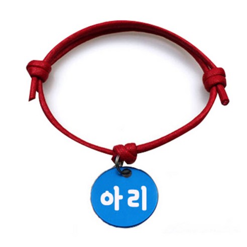 펫츠룩 굿모닝 레드 반려동물 목걸이 M + 알미늄원형 팬던트 M, 블루(아리), 1개