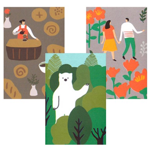 브리스크스타일 성냥 3p 세트, Little forest Bear + 빵과 커피 그리고 고양이 + 꽃은 알고 있나봐, 1세트