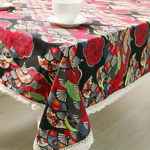 이코디 레트로팬 TC테이블보, 레드, 100 x 140 cm