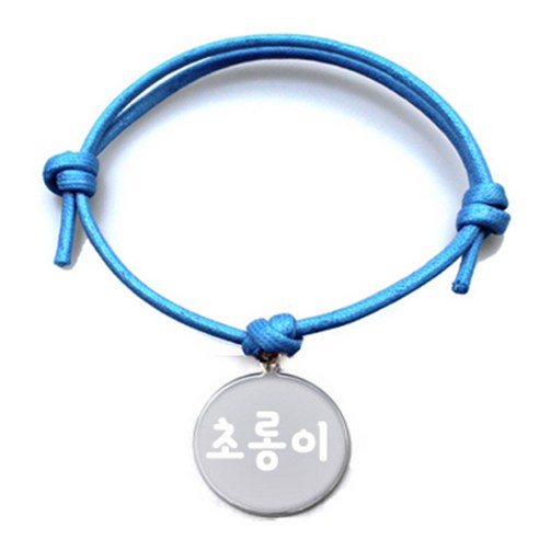 펫츠룩 굿모닝 블루 반려동물 목걸이 M + 원형 팬던트 S, 실버(초롱이), 1개