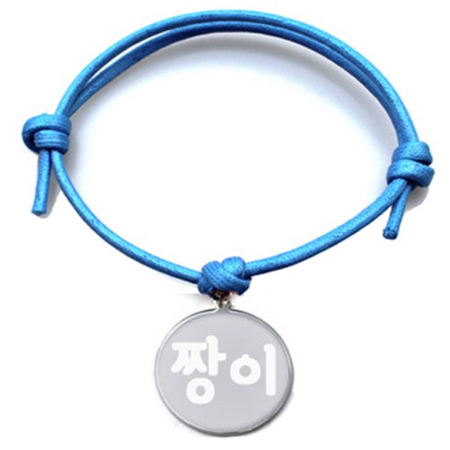 펫츠룩 굿모닝 블루 반려동물 목걸이 M + 메탈원형 팬던트 M, 실버(짱이), 1개
