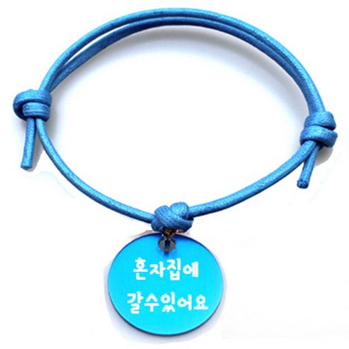 펫츠룩 굿모닝 블루 반려동물 목걸이 M + 알미늄원형 팬던트 S, 블루(혼자집에갈수있어요), 1개