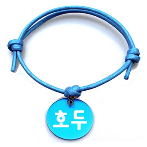 펫츠룩 굿모닝 블루 반려동물 목걸이 M + 알미늄원형 팬던트 S, 블루(호두), 1개
