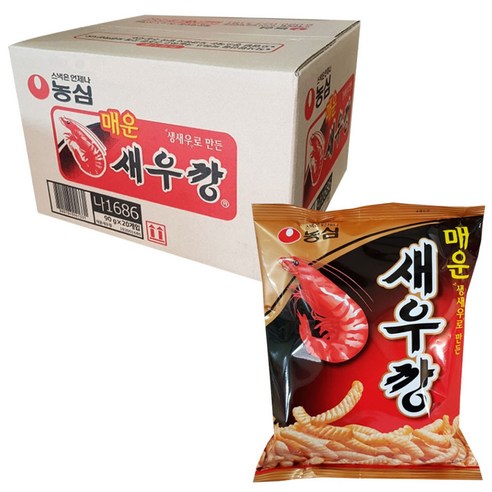 농심 매운새우깡, 90g, 20개입